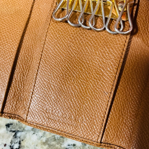 BULGARI Tan Leather Key Ring Wallet 💯 AUTHENTIC - Picture 8 of 14